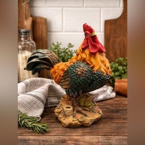 Farmhouse Rooster Decor Figurine Rustic Kitchen Chicken Statue Country Home
